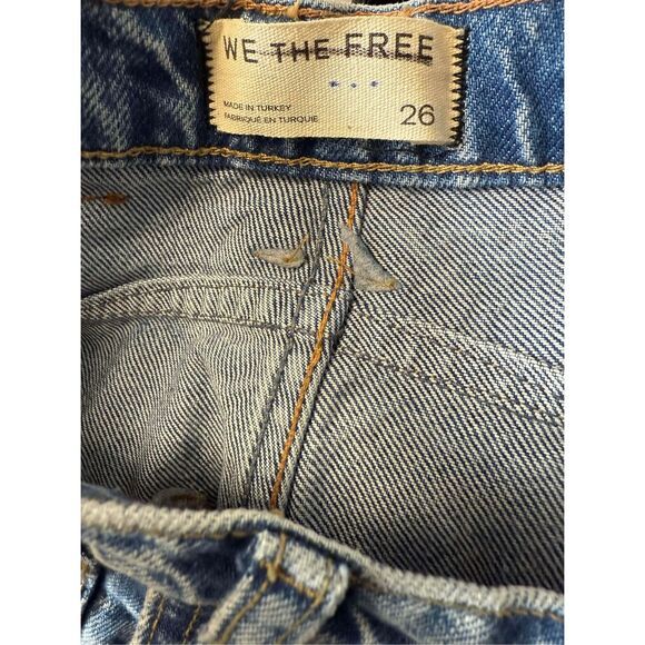 New Free People We The Free Good Luck Printed Barrel Jeans sz  26 - Picture 9 of 11